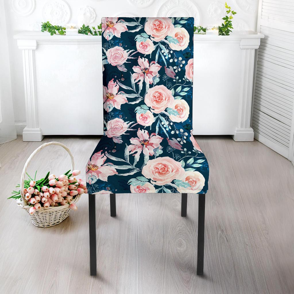 Watercolor Pink Rose Floral Chair Cover-grizzshop