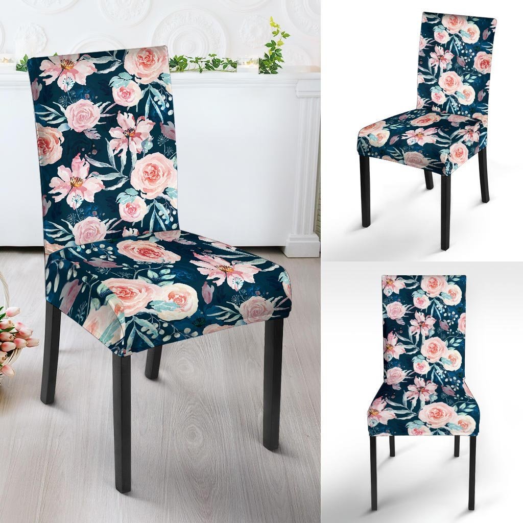 Watercolor Pink Rose Floral Chair Cover-grizzshop