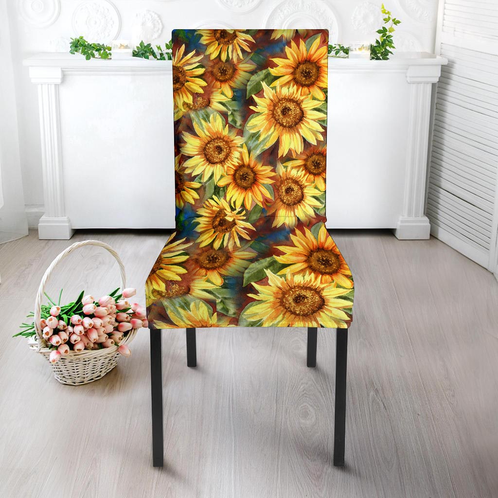 Watercolor Sunflower Chair Cover-grizzshop