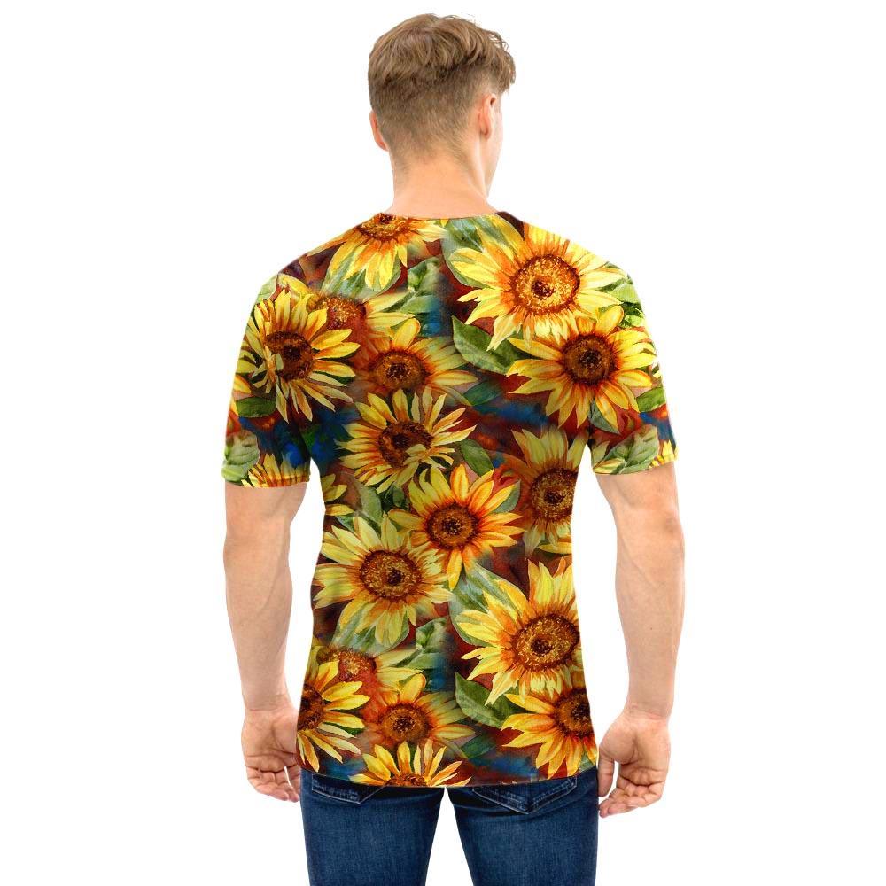 Watercolor Sunflower Men T Shirt-grizzshop