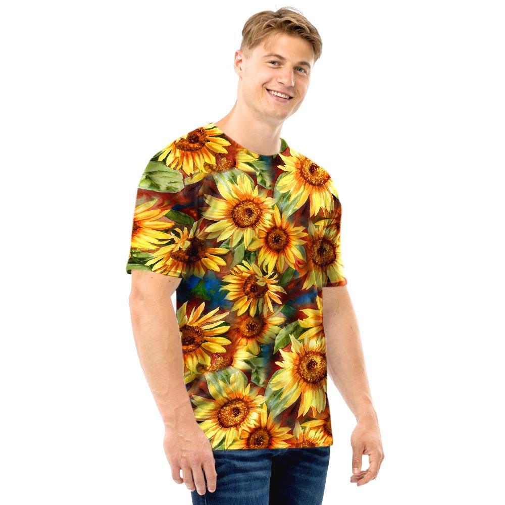 Watercolor Sunflower Men T Shirt-grizzshop