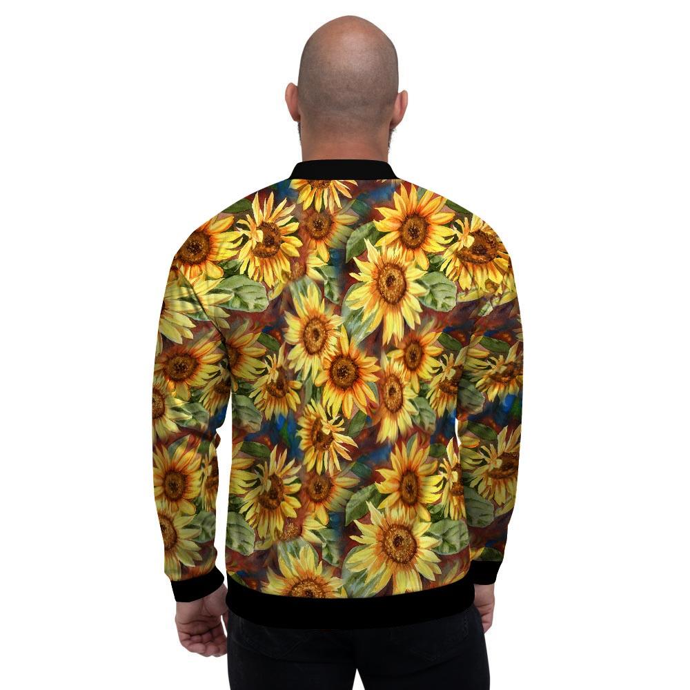 Watercolor Sunflower Men's Bomber Jacket-grizzshop