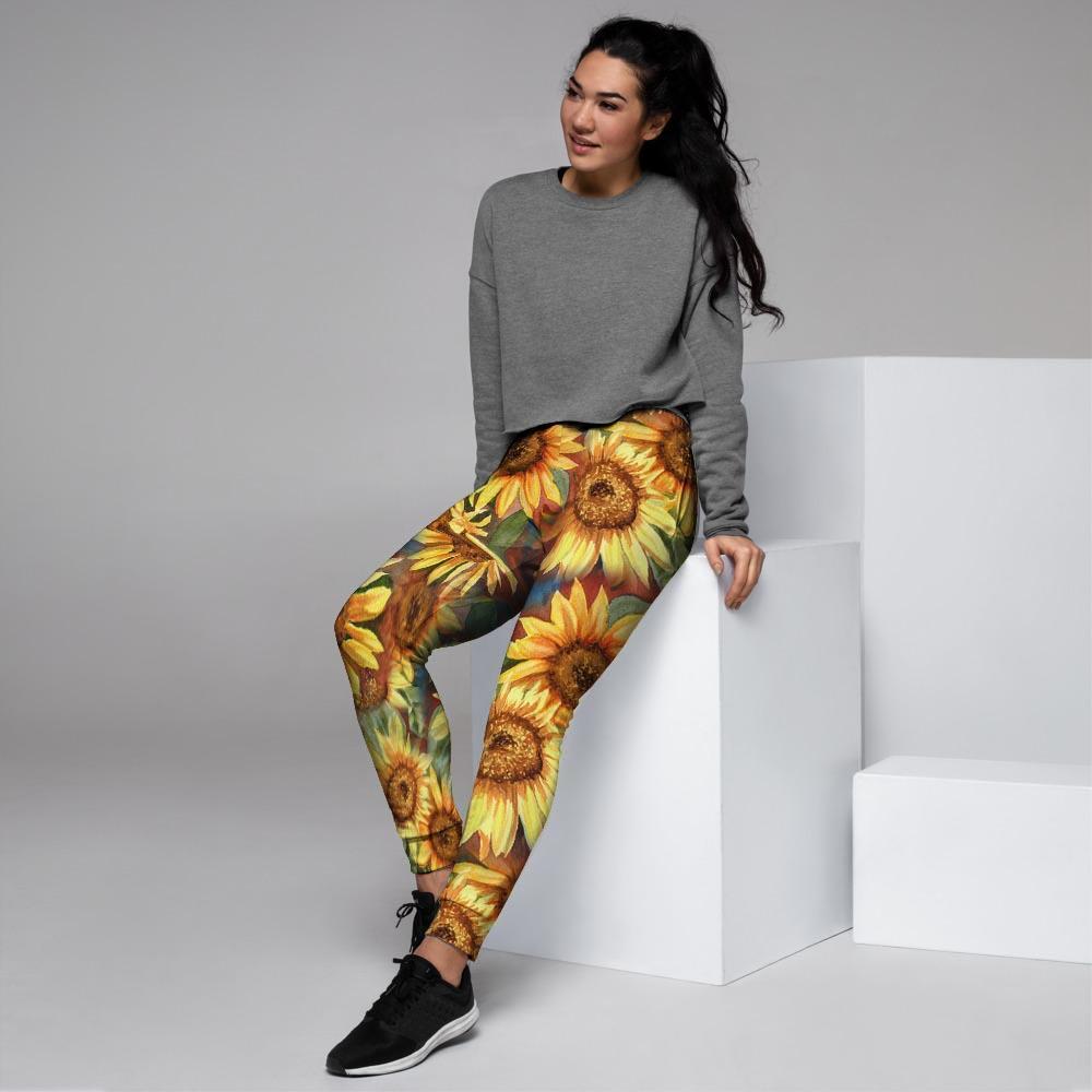 Watercolor Sunflower Women's Joggers-grizzshop