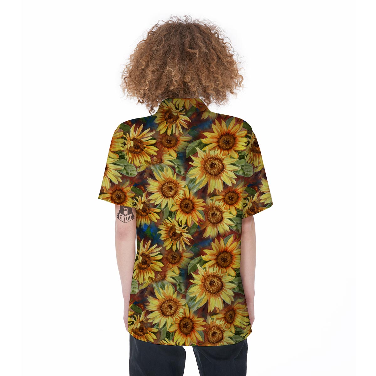 Watercolor Sunflower Women's Short Sleeve Shirts-grizzshop
