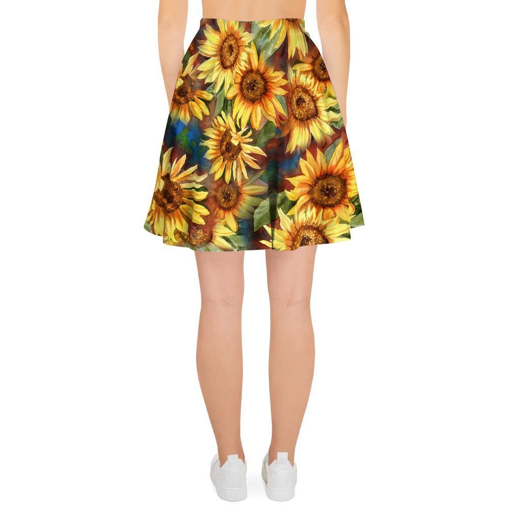 Watercolor Sunflower Women's Skirt-grizzshop