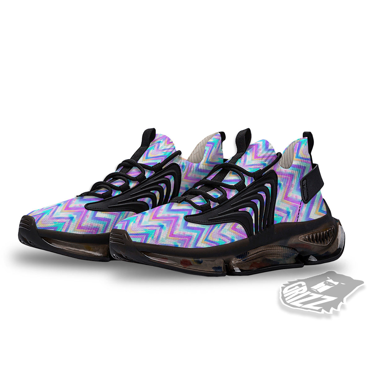 Watercolor Zig Zag Ornament Print Pattern Black Gym Shoes-grizzshop