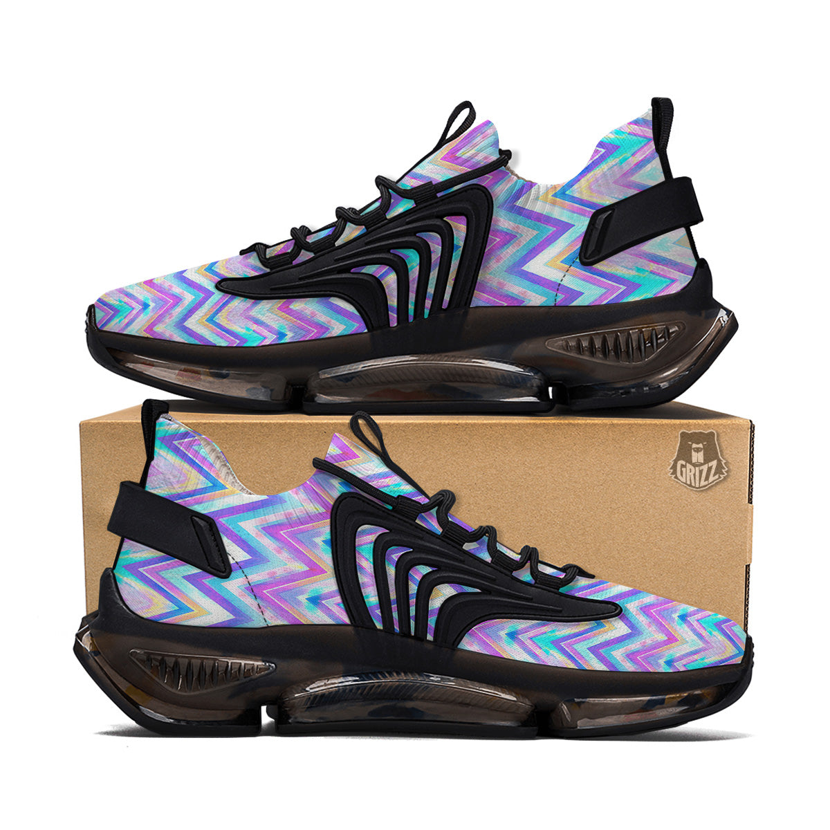 Watercolor Zig Zag Ornament Print Pattern Black Gym Shoes-grizzshop