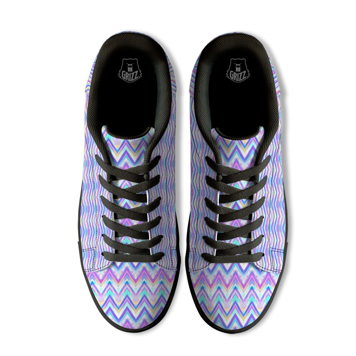 Watercolor Zig Zag Ornament Print Pattern Black Low Top Sneakers-grizzshop
