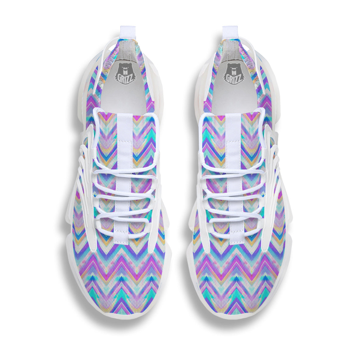 Watercolor Zig Zag Ornament Print Pattern White Gym Shoes-grizzshop