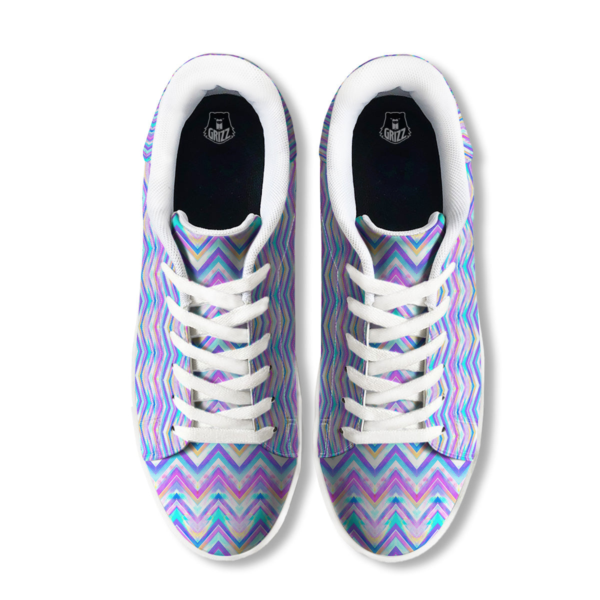 Watercolor Zig Zag Ornament Print Pattern White Low Top Sneakers-grizzshop