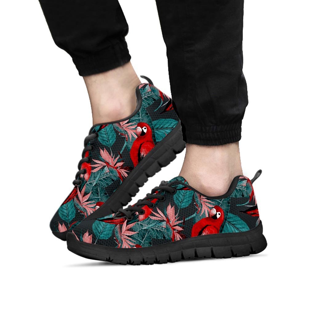Watercolor Parrot Tropical Print Men's Sneakers-grizzshop