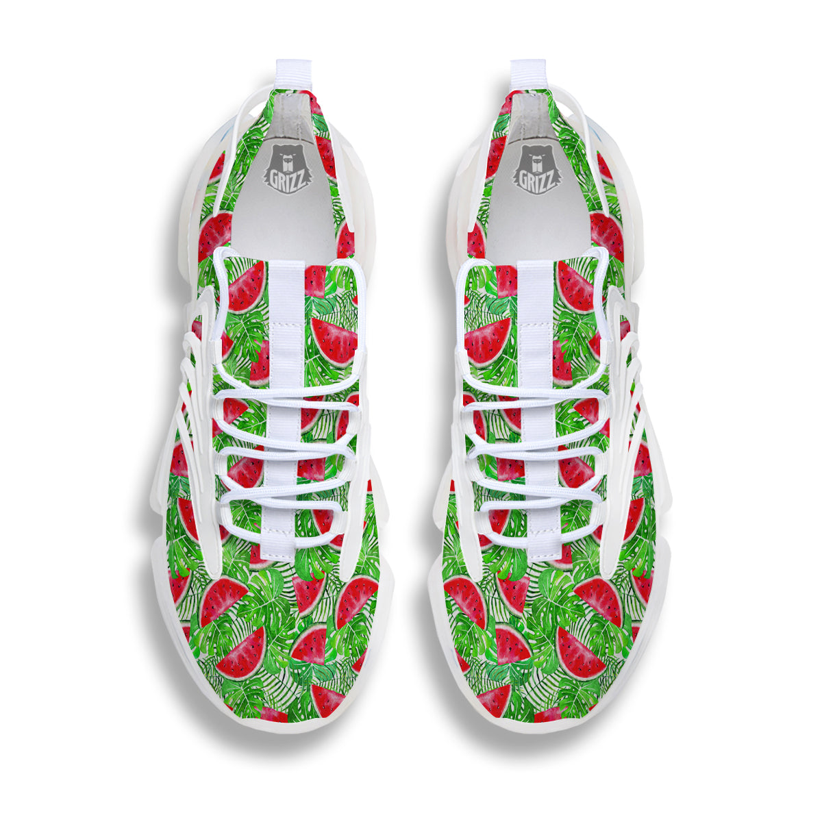 Watermelon Aloha Tropical Print Pattern White Gym Shoes-grizzshop