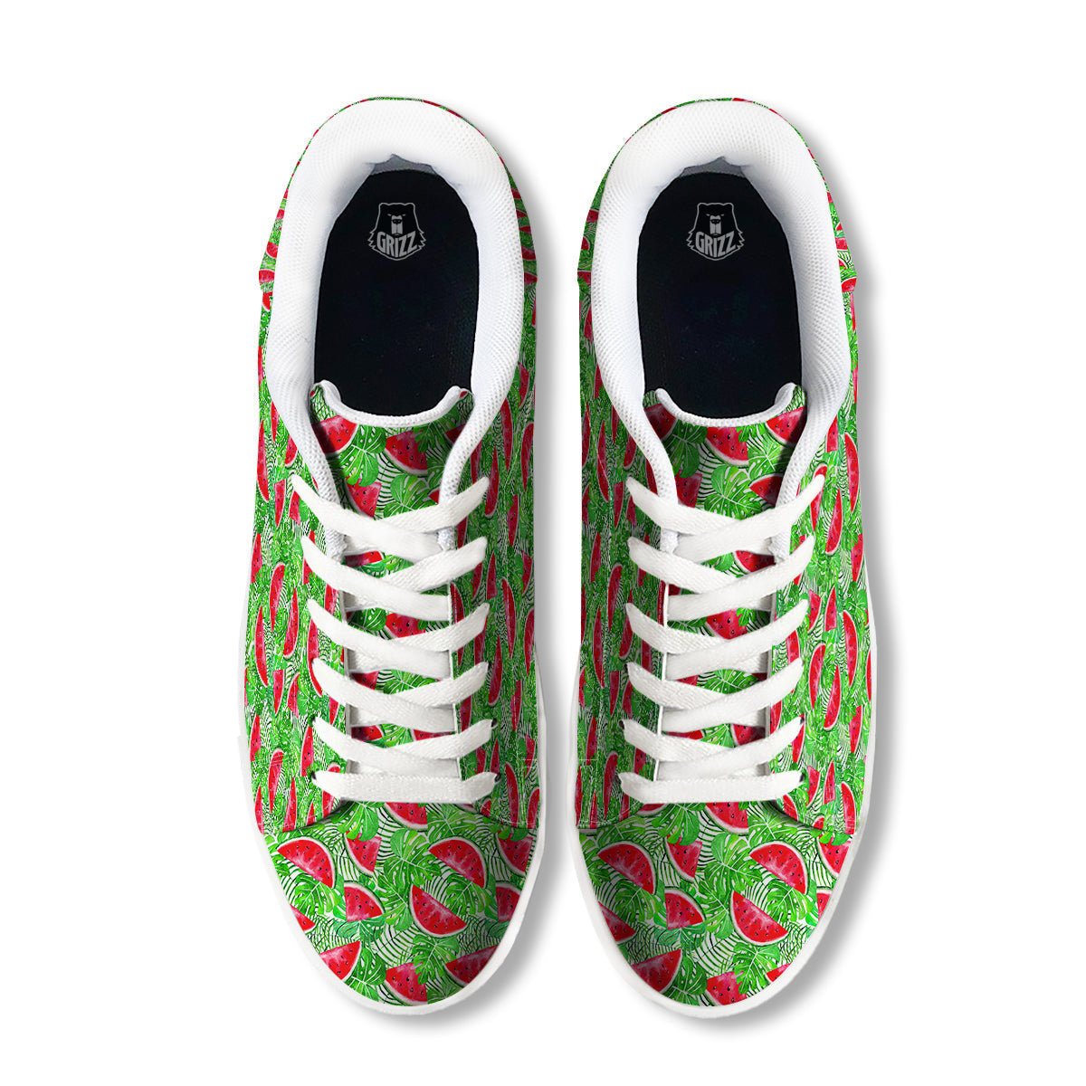 Watermelon Aloha Tropical Print Pattern White Low Top Sneakers-grizzshop