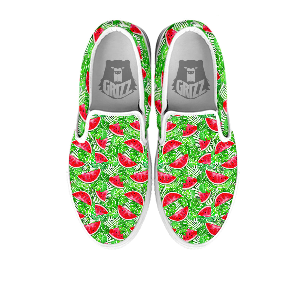 Watermelon Aloha Tropical Print Pattern White Slip On Shoes-grizzshop