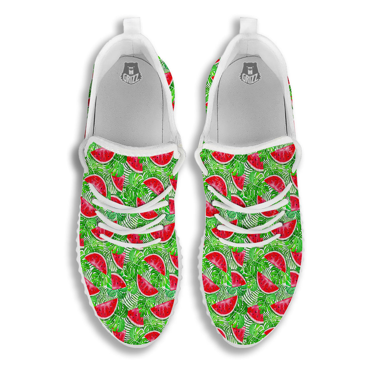 Watermelon Aloha Tropical Print Pattern White Walking Shoes-grizzshop
