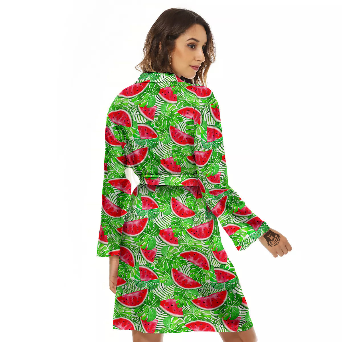 Watermelon Aloha Tropical Print Pattern Women's Robe-grizzshop