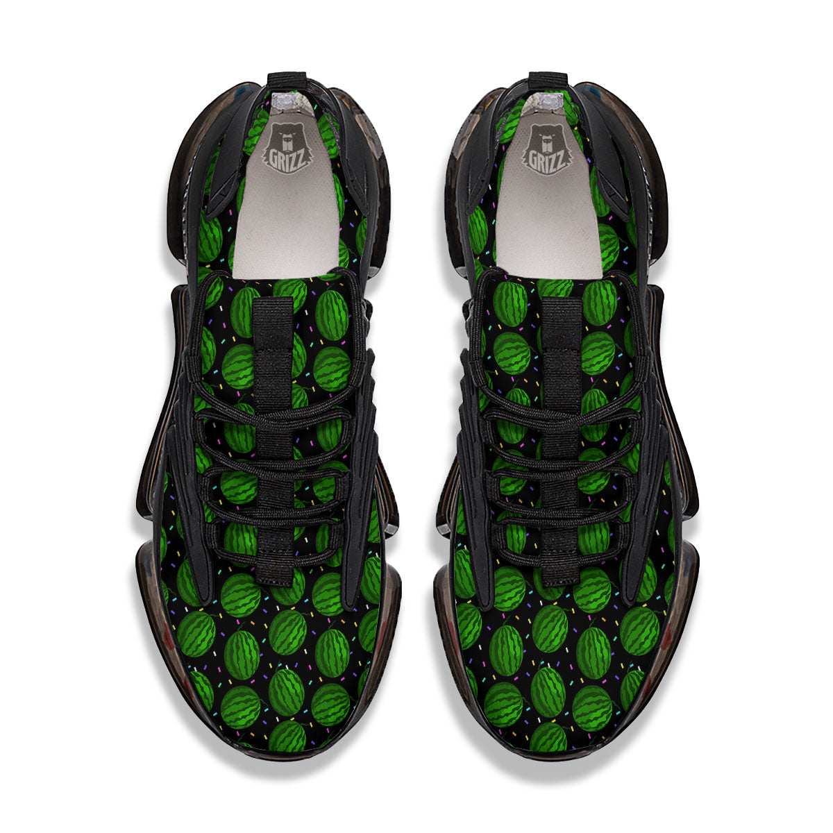 Watermelon Black Cute Print Pattern Black Gym Shoes-grizzshop