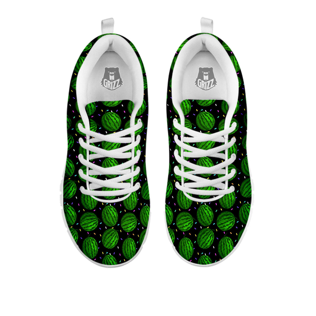 Watermelon Black Cute Print Pattern White Sneaker-grizzshop