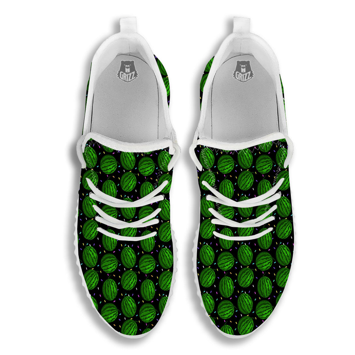 Watermelon Black Cute Print Pattern White Walking Shoes-grizzshop