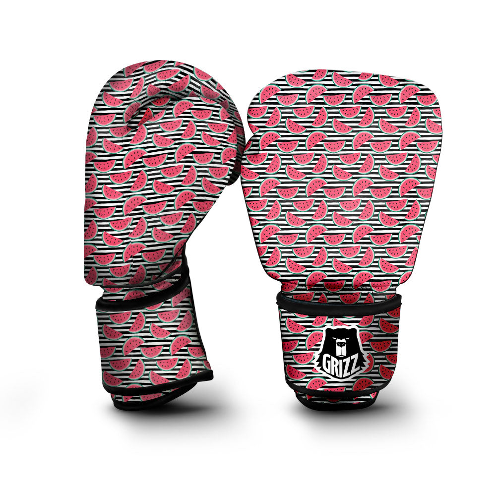Watermelon Black Striped Print Pattern Boxing Gloves-grizzshop