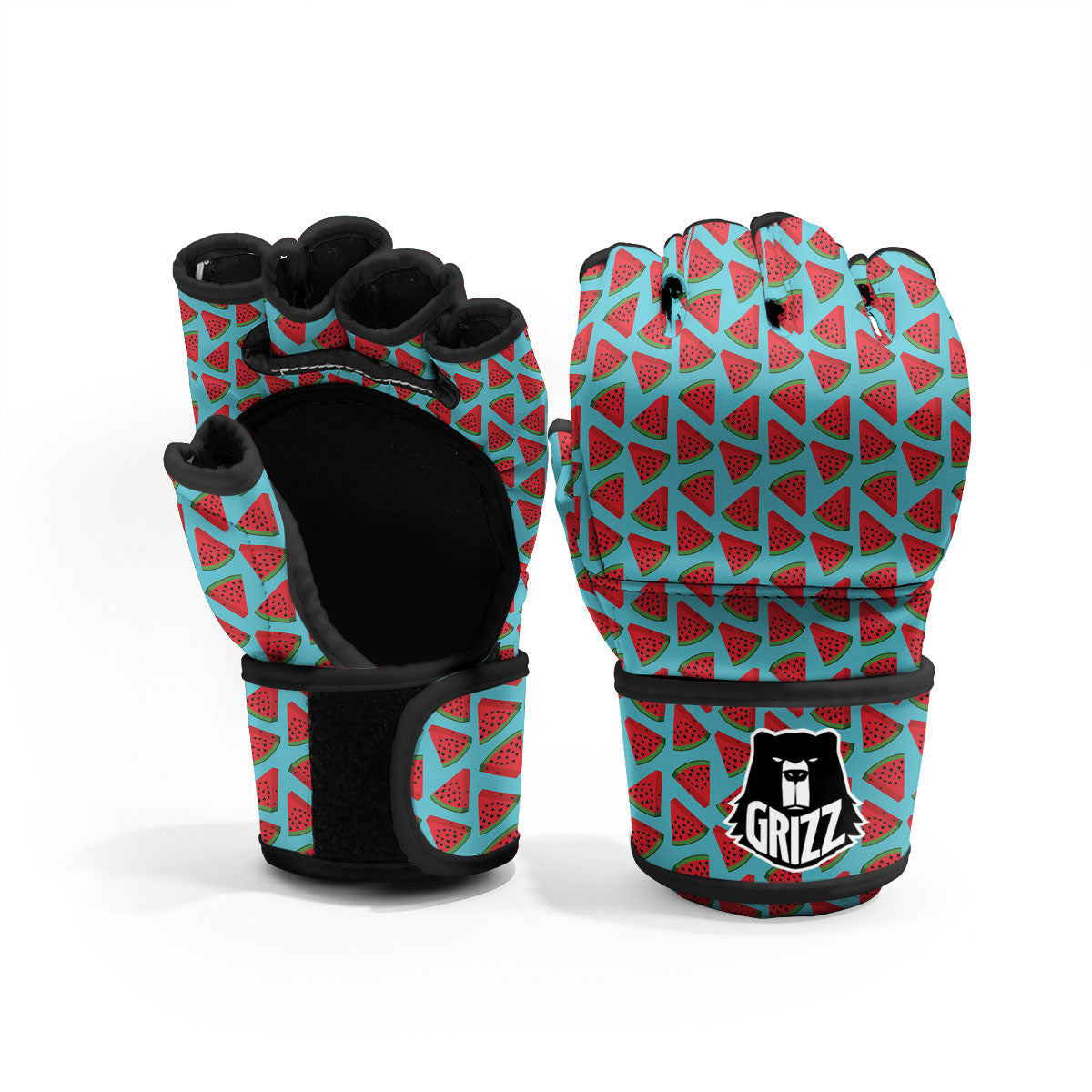 Watermelon Blue Cute Print Pattern MMA Gloves-grizzshop