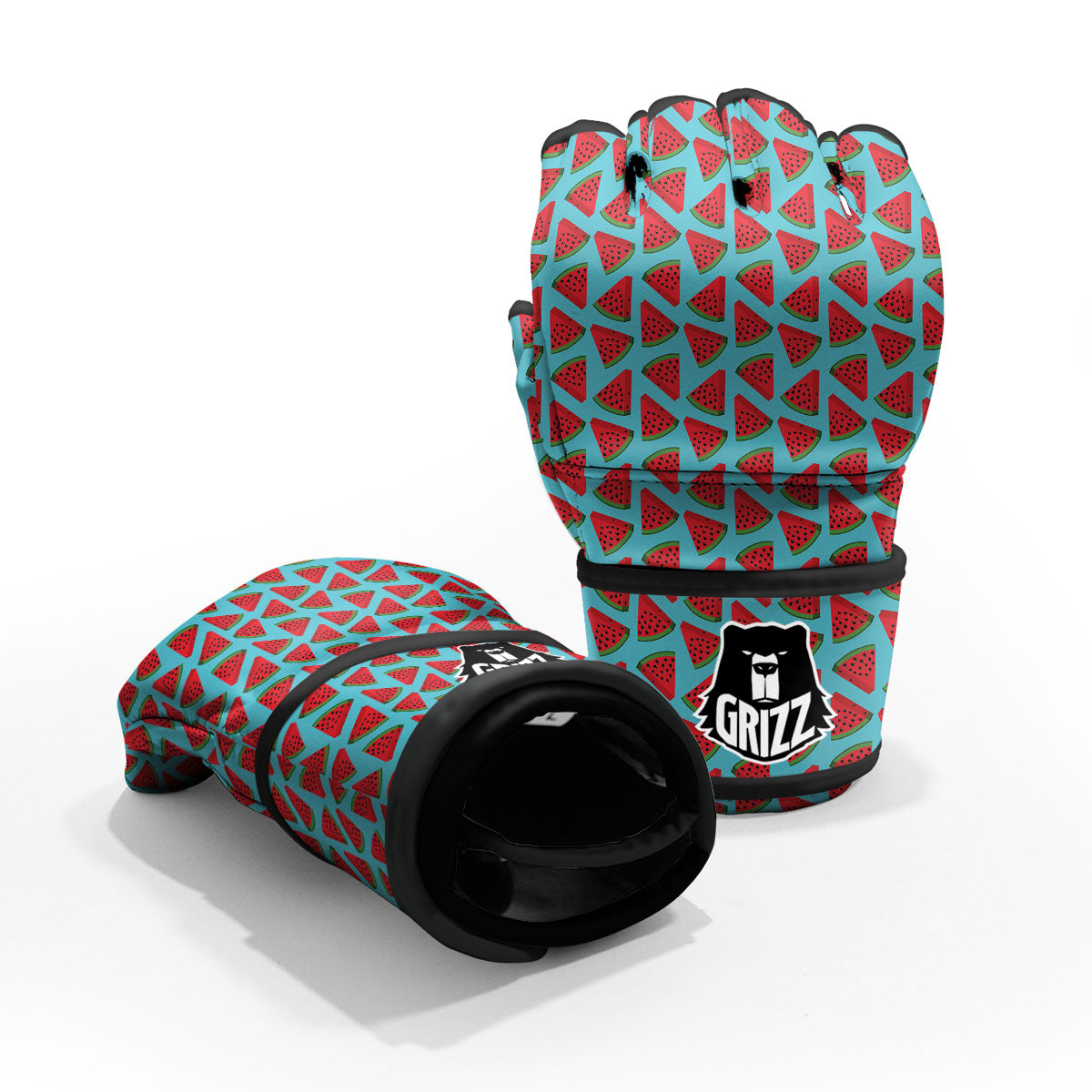 Watermelon Blue Cute Print Pattern MMA Gloves-grizzshop