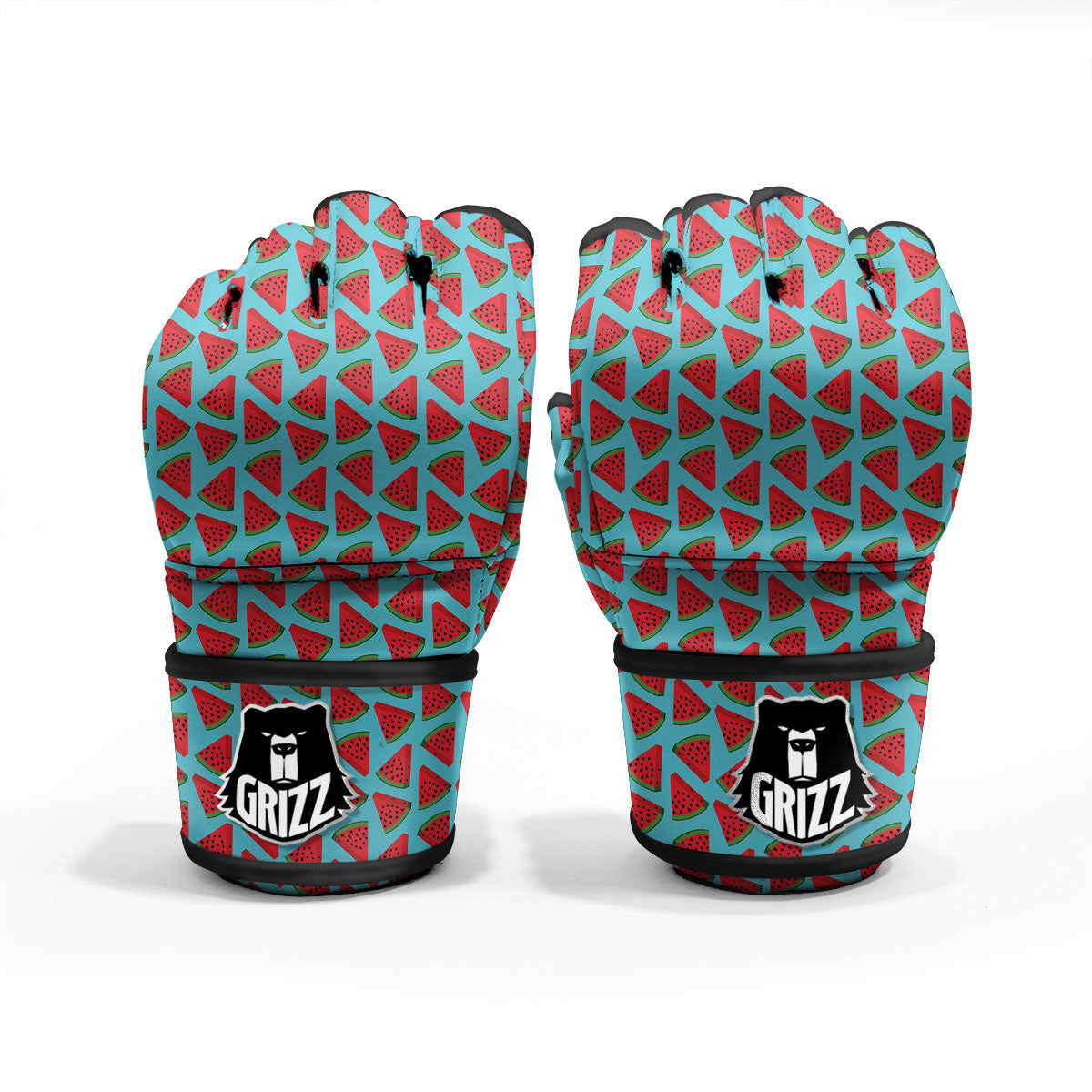 Watermelon Blue Cute Print Pattern MMA Gloves-grizzshop