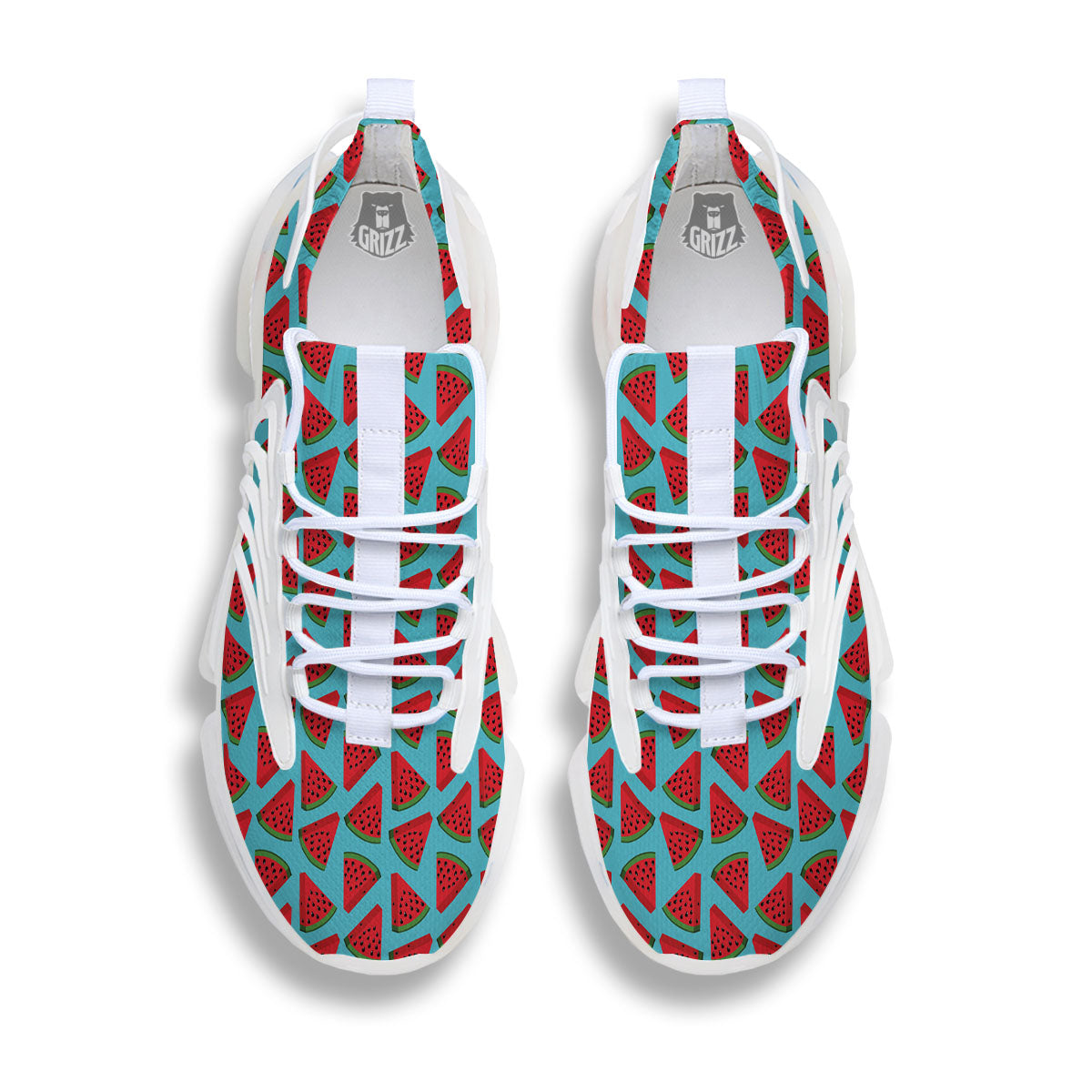 Watermelon Blue Cute Print Pattern White Gym Shoes-grizzshop