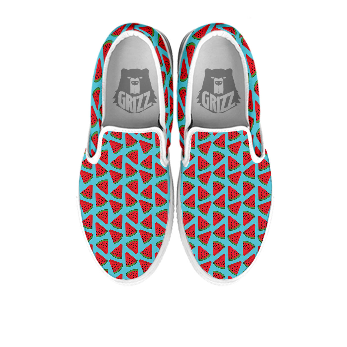 Watermelon Blue Cute Print Pattern White Slip On Shoes-grizzshop