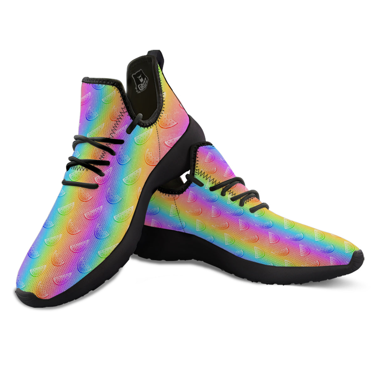Watermelon Colorful Print Pattern Black Athletic Shoes-grizzshop