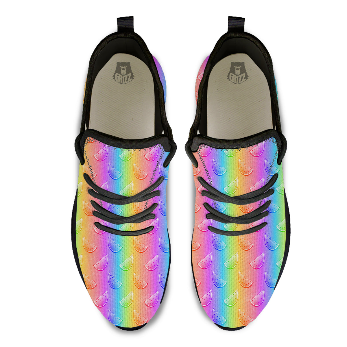 Watermelon Colorful Print Pattern Black Athletic Shoes-grizzshop