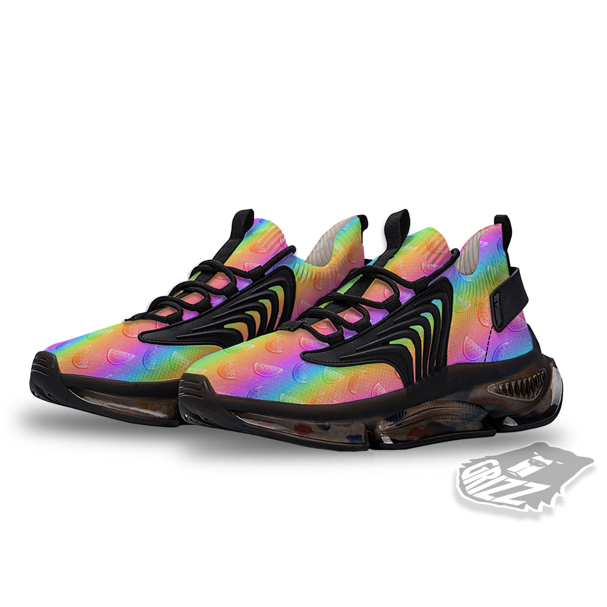 Watermelon Colorful Print Pattern Black Gym Shoes-grizzshop