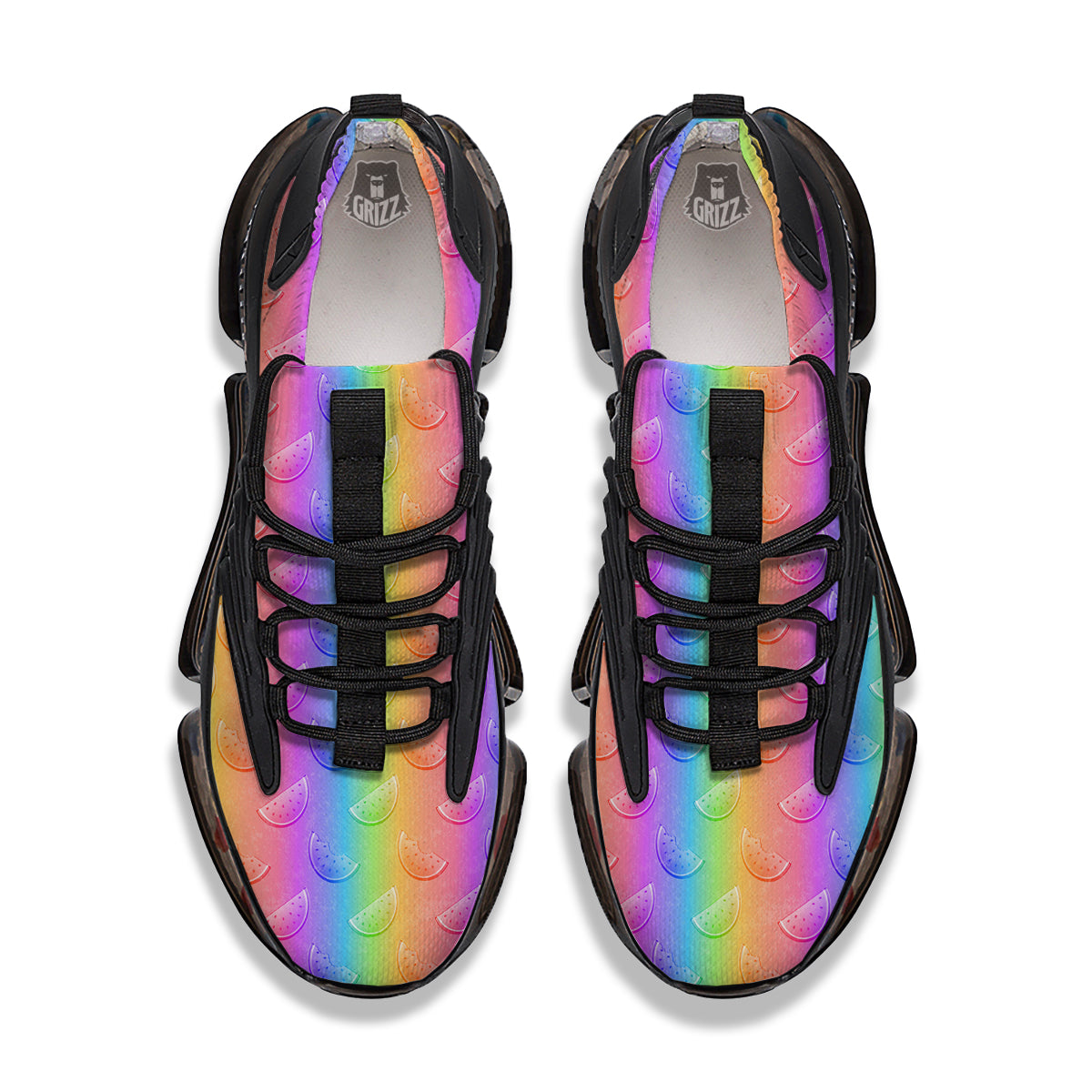 Watermelon Colorful Print Pattern Black Gym Shoes-grizzshop