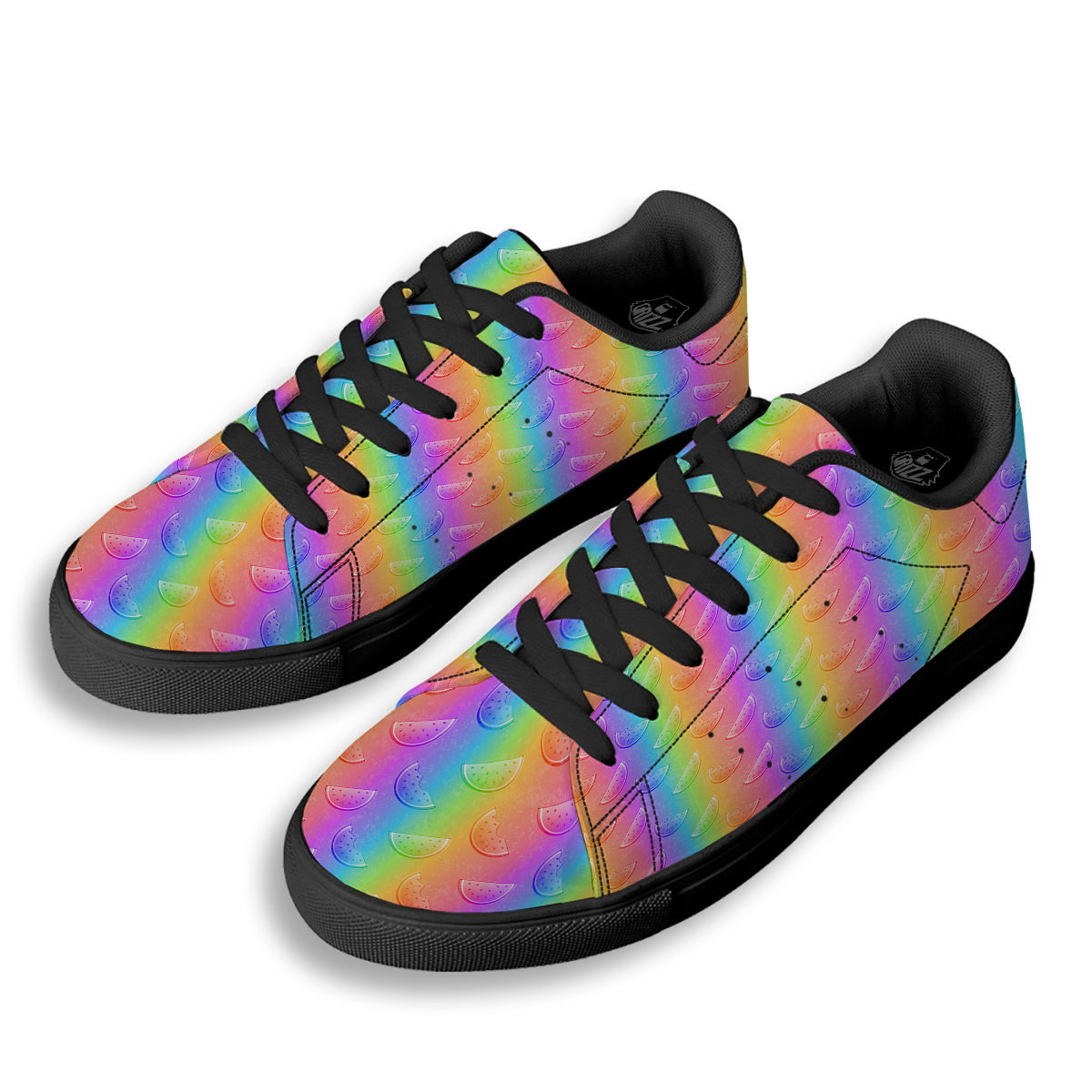Watermelon Colorful Print Pattern Black Low Top Sneakers-grizzshop