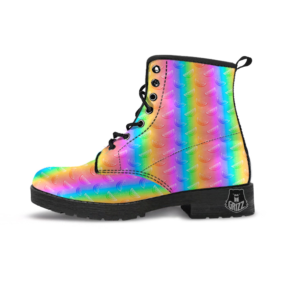 Watermelon Colorful Print Pattern Leather Boots-grizzshop