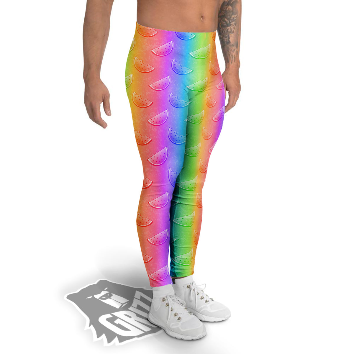Watermelon Colorful Print Pattern Men's Leggings-grizzshop