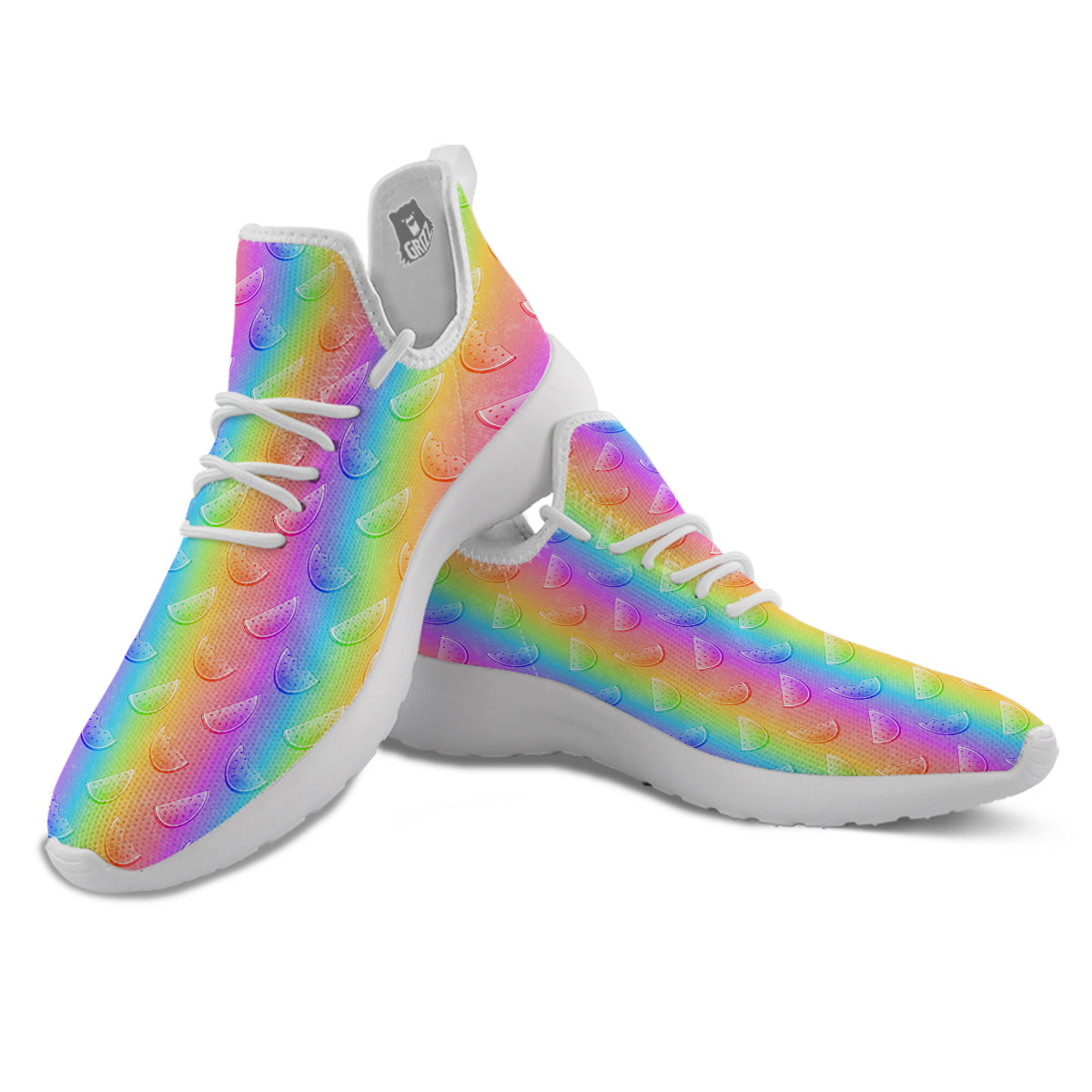 Watermelon Colorful Print Pattern White Athletic Shoes-grizzshop
