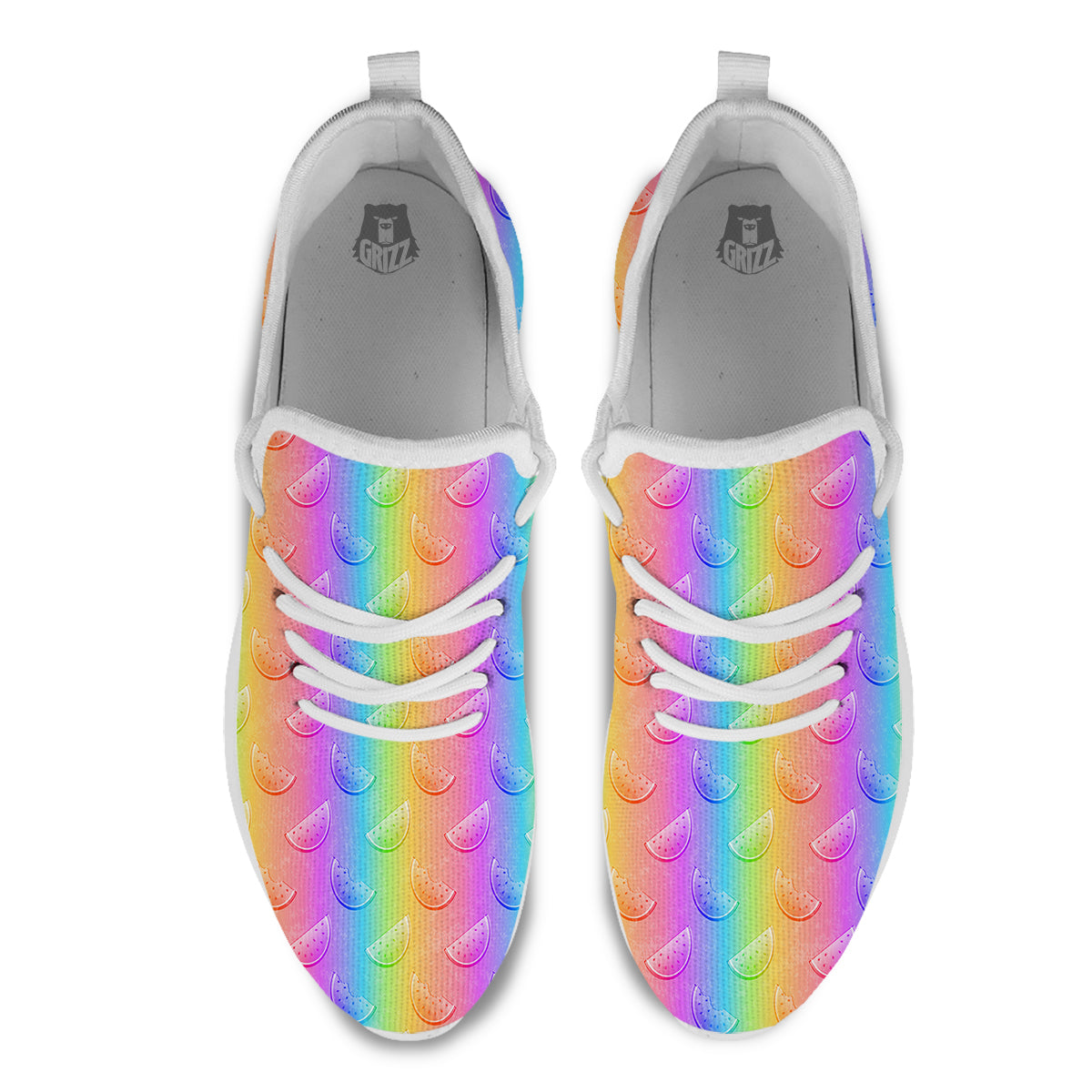 Watermelon Colorful Print Pattern White Athletic Shoes-grizzshop