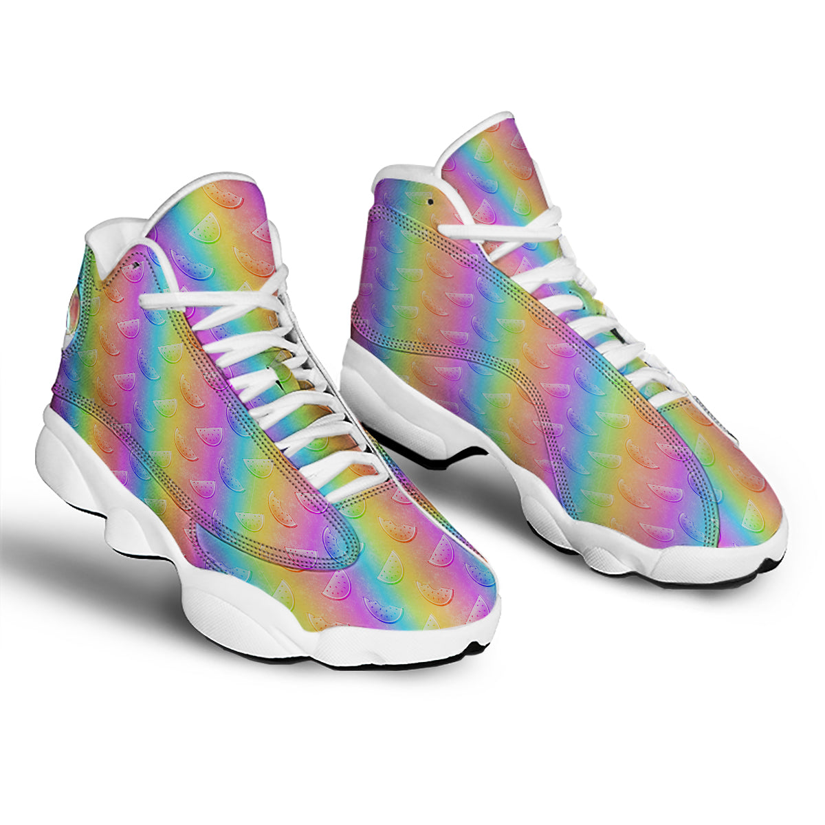 Watermelon Colorful Print Pattern White Basketball Shoes-grizzshop