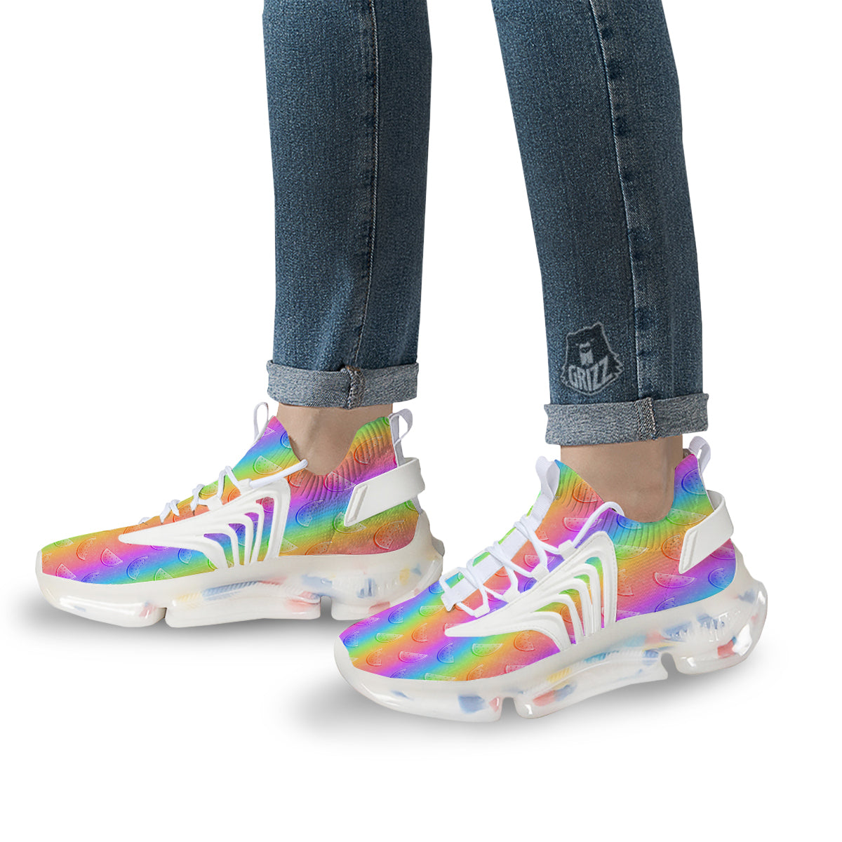 Watermelon Colorful Print Pattern White Gym Shoes-grizzshop