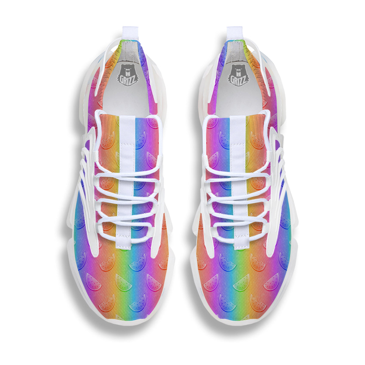 Watermelon Colorful Print Pattern White Gym Shoes-grizzshop