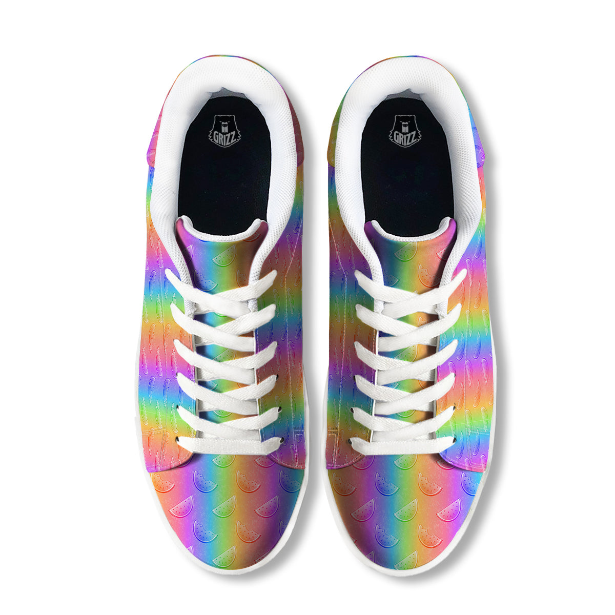 Watermelon Colorful Print Pattern White Low Top Sneakers-grizzshop