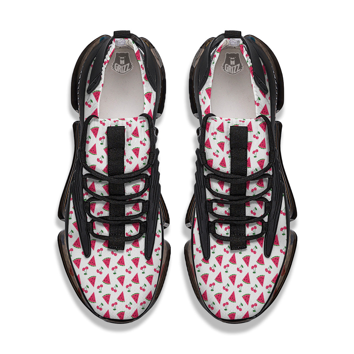 Watermelon Cute Berry Print Pattern Black Gym Shoes-grizzshop