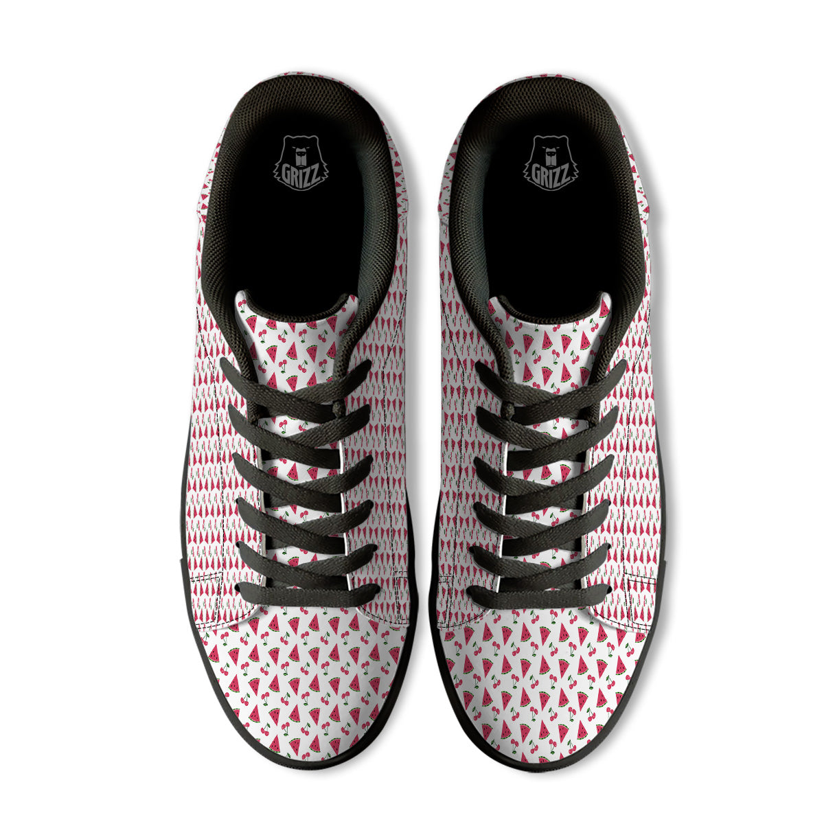 Watermelon Cute Berry Print Pattern Black Low Top Sneakers-grizzshop