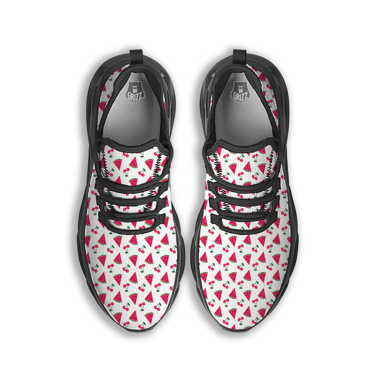 Watermelon Cute Berry Print Pattern Black Running Shoes-grizzshop