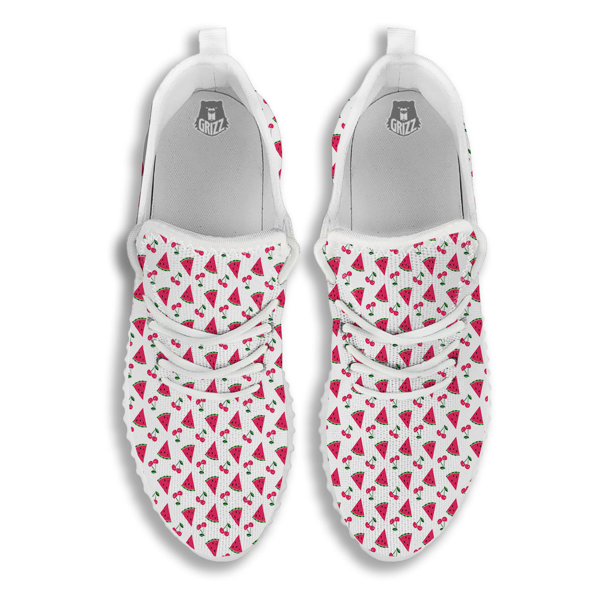 Watermelon Cute Berry Print Pattern White Walking Shoes-grizzshop