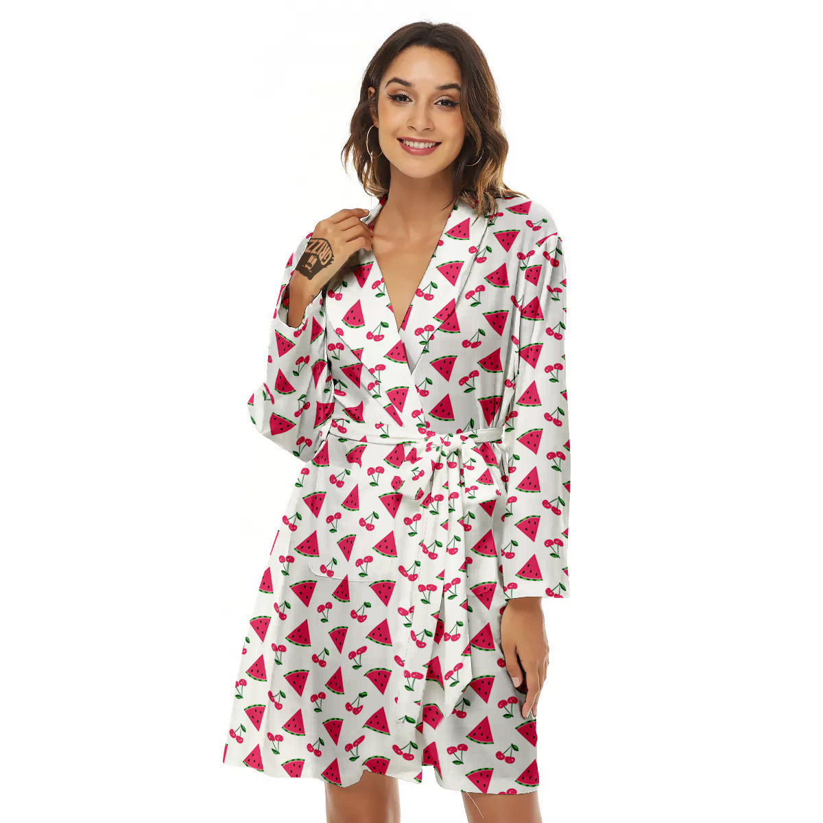 Watermelon Cute Berry Print Pattern Women's Robe-grizzshop