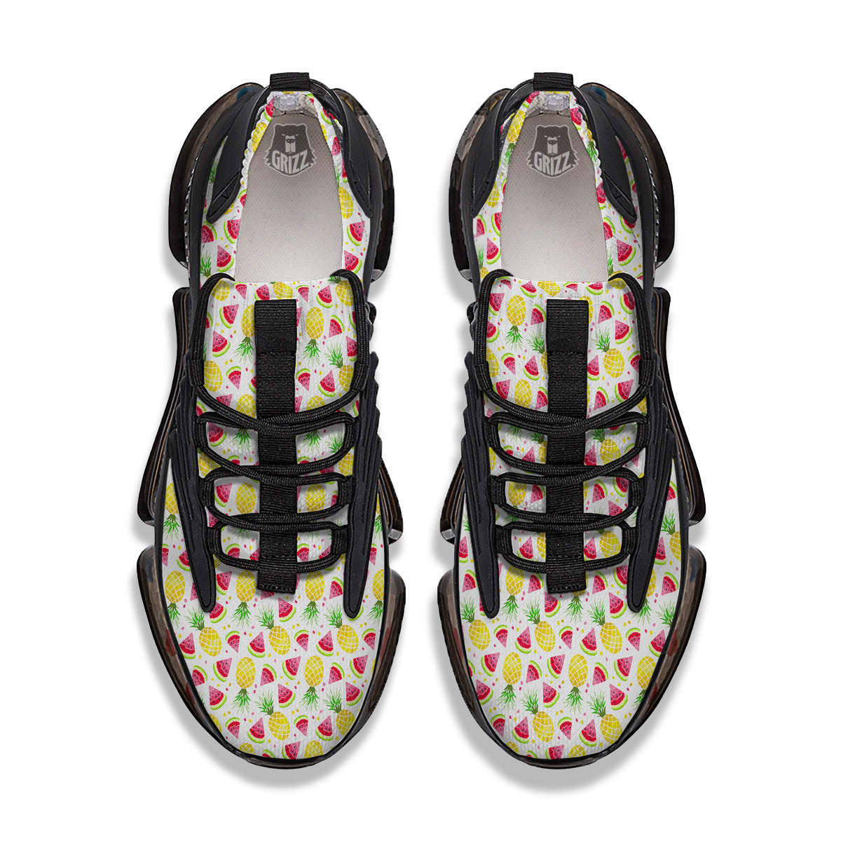 Watermelon Cute Pineapple Print Pattern Black Gym Shoes-grizzshop