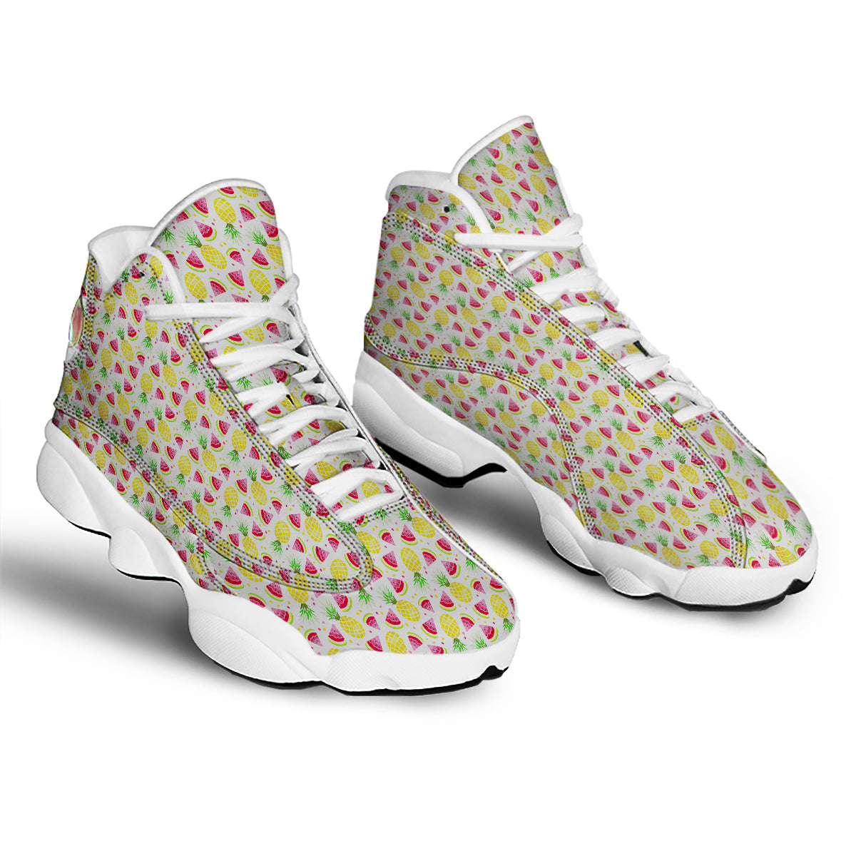 Watermelon Cute Pineapple Print Pattern White Basketball Shoes-grizzshop