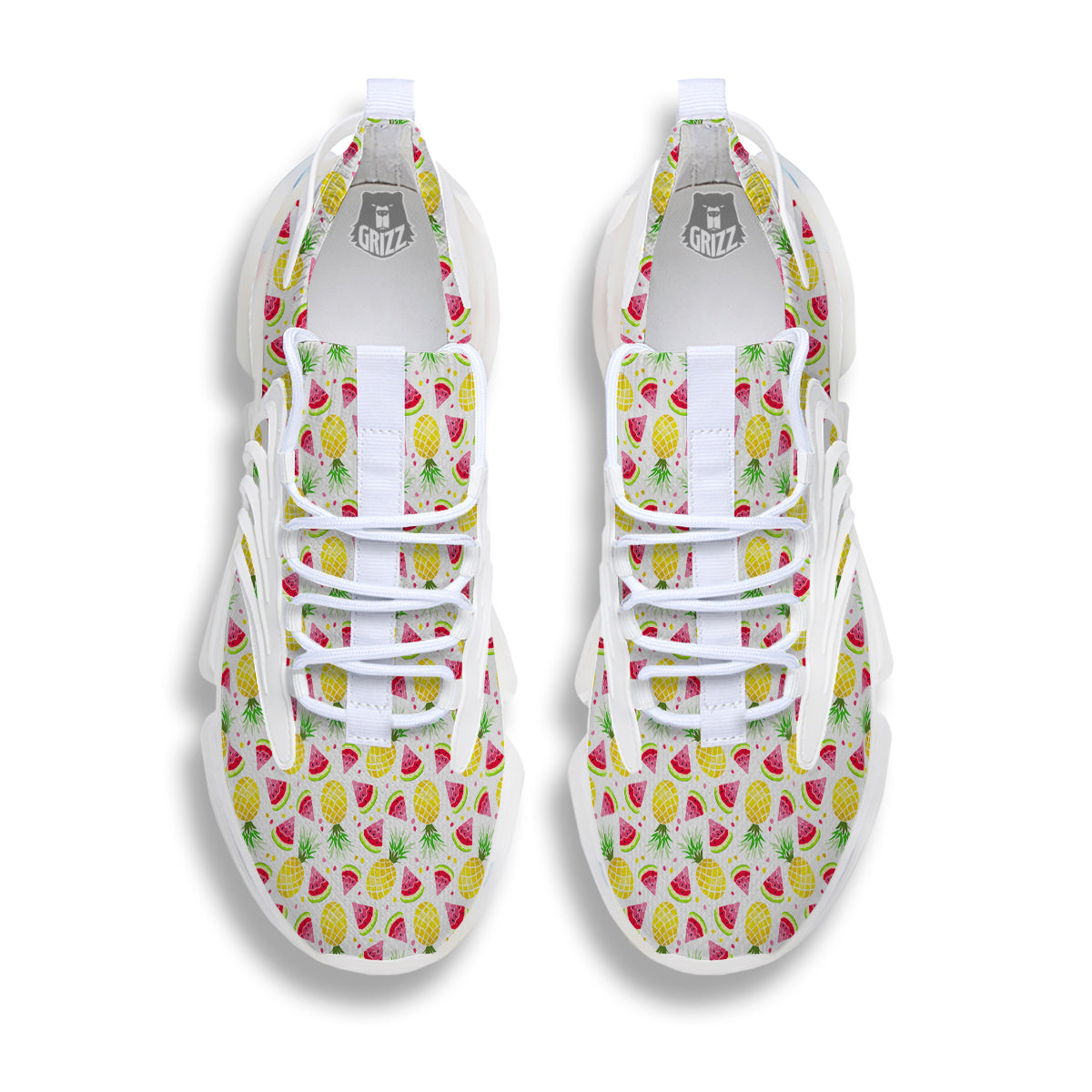 Watermelon Cute Pineapple Print Pattern White Gym Shoes-grizzshop